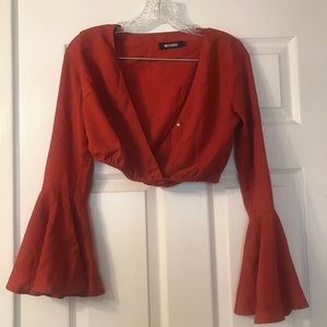 Bell bottom sleeve crop top